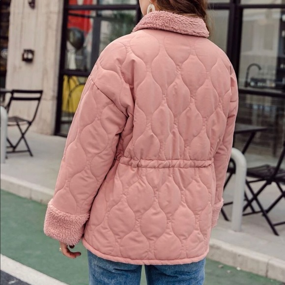 Press button drawstring waist Teddy lining jacket - Picture 2 of 4